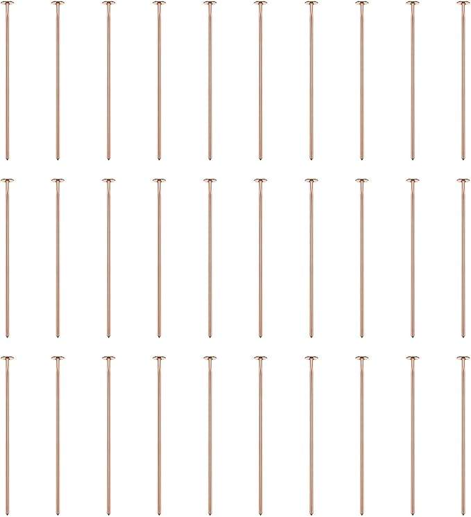 HARFINGTON 100pcs Flat Head Pins 0.94" 24mm Needles Bulk for Earring Pendant Necklace Bracelet Charm Jewelry Making Findings DIY Craft, Rose Gold