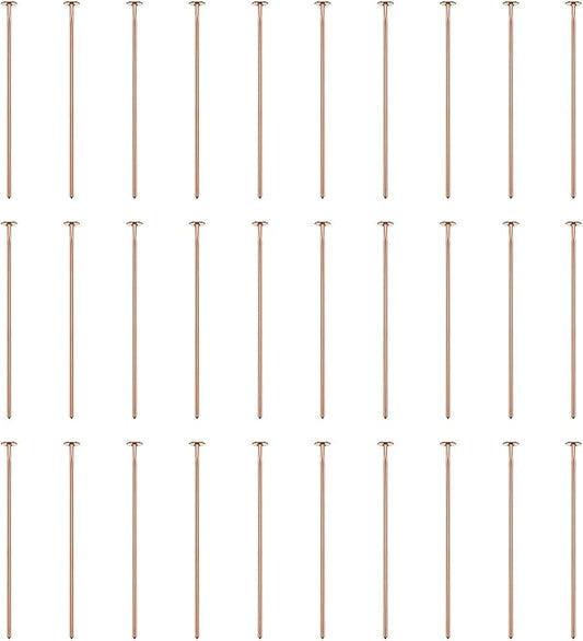 HARFINGTON 100pcs Flat Head Pins 0.94" 24mm Needles Bulk for Earring Pendant Necklace Bracelet Charm Jewelry Making Findings DIY Craft, Rose Gold