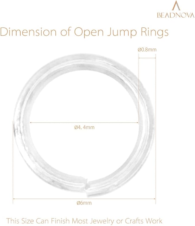 BEADNOVA 6mm Jump Rings Silver Jump Rings for Keychains Jewelry Makings for Necklace Repair (300Pcs)
