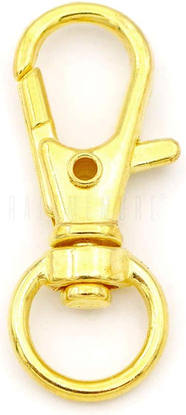 CRAFTMEMORE 50 pcs Swivel Clasps Lanyard Clips Snap Hook Metal Lobster Claw Clasp PLTN (Gold)