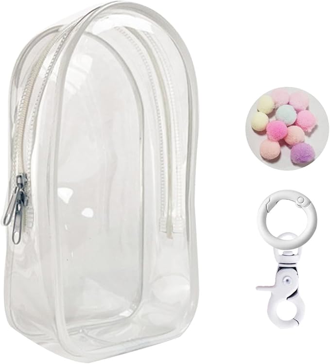 Large Clear Figure Display Bag with Keychain Case Blind Box Keychain Carrying Case Lipstick Charm for Collectibles