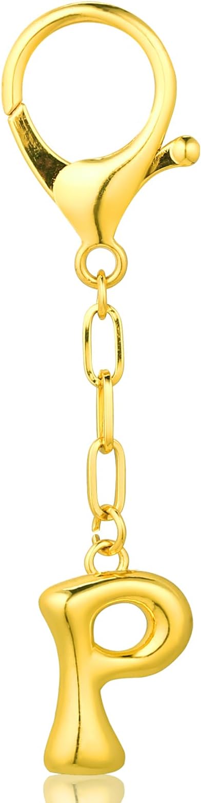 VICKHU Gold Plated Bubble Initial Letter Cute Keychain for Women Car Key Purse Decorative Keyring Handbag Charms Fashion
