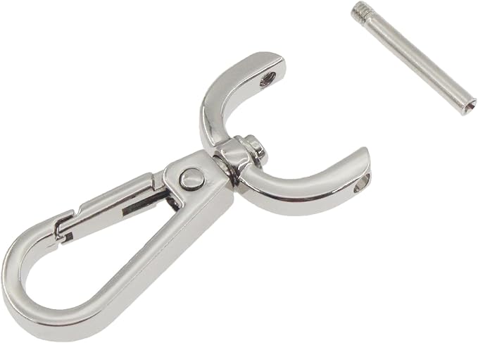 4 PCS Swivel Clasp Hooks,SAFYY Detachable Snap Hook W/Screw Bar Heavy Duty,1.5 Inches D Ring Swivel Lobster Claw Clasp with Screwdriver for Lanyard Bag Leather Craft Purse Hardware DIY Bag-Silver