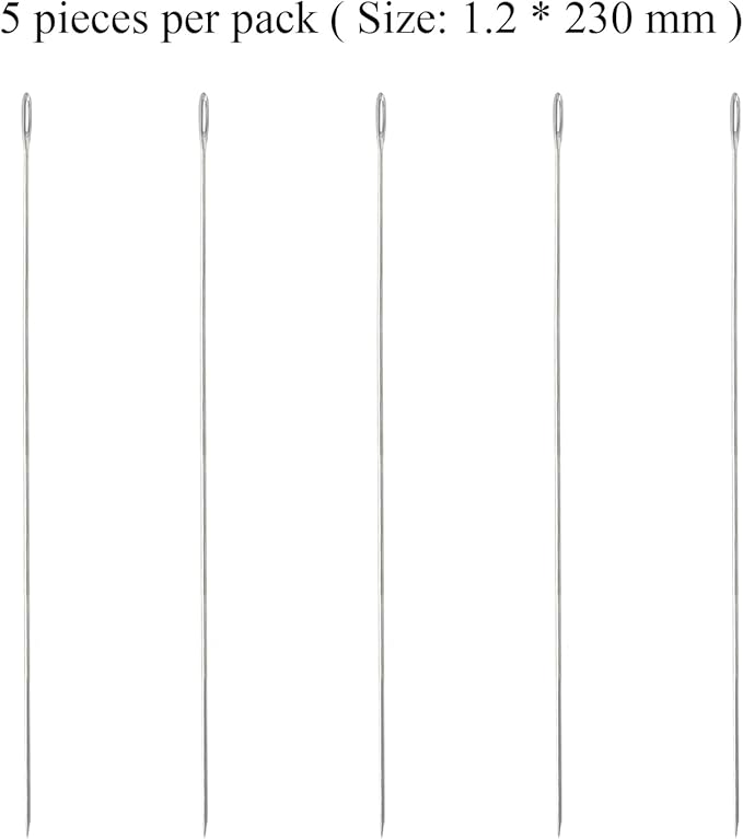 5Pcs Lei Needle for Leis Making, 9.1 Inch Large Eye Sewing Beading Needle for Art Craft Long Lei Needle to Make Hawaiian Flower Lei for Graduation Wedding Birthday Party, Dia 1.2mm, LXLVOUEG