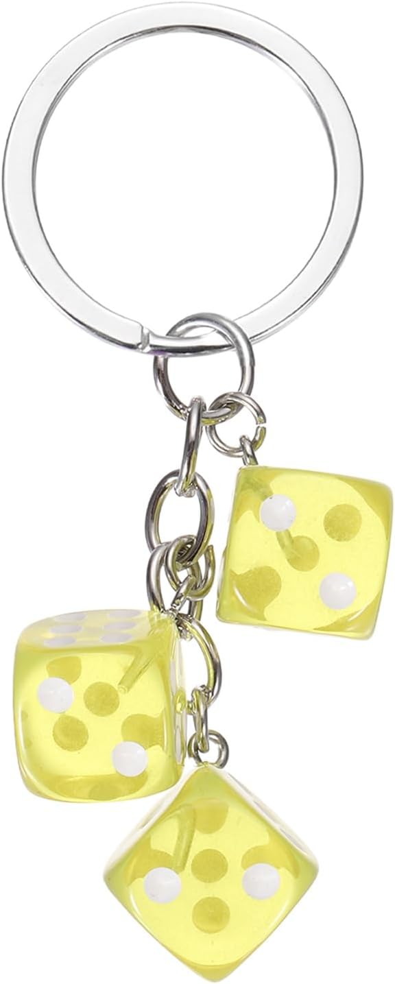 PATIKIL Lucky Dice Keychain Charm, Resin 3D Cube Square Mini Dice Keyrings with 3 Pendants for Bag