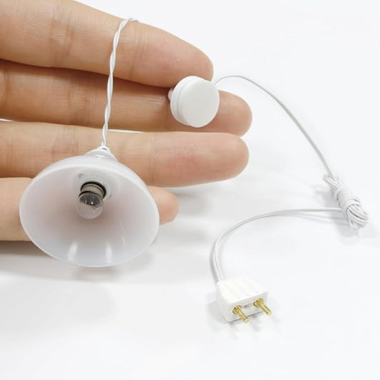 iLAND 1/12 Scale Accessories of Dollhouse Lights, Classic Miniature Lamp for Dollhouse Decoration, White Dome Pendant Light w/Plug