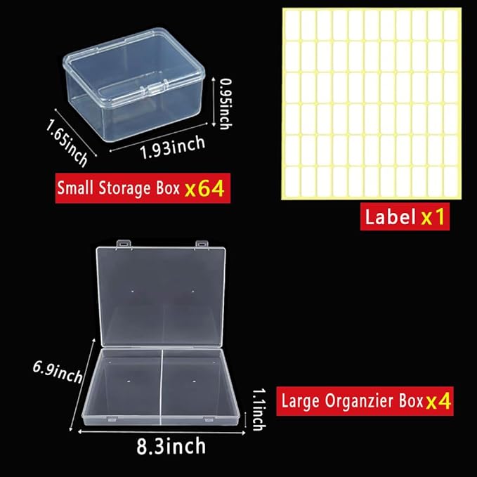 68pcs Bead Storage Containers, Bead Organizer Boxes And Craft Storage Boxes For Bracelet Making DIY Jewelry Craft Nails, Bracelets, Jewelry, Diamonds, Clay Beads, (4 Pack 1.93x1.65x0.95inch)