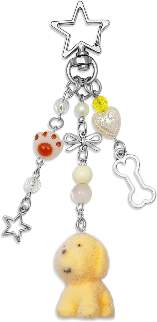 Cute Dog Keychain Fuzzy Dog Puppy Decor Keychain Aesthetic Y2K Bag Charms Stylish Dog Pendant Keychains Accessories