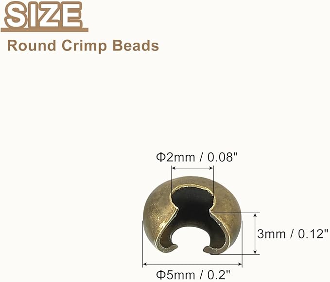 uxcell 100pcs Crimp Bead Covers, 4mm/0.16" Half Round Open Crimp Beads Knot Cover Metal Small Loose Beads End Tip for Bracelet Jewelry Making Craft DIY, Bronze