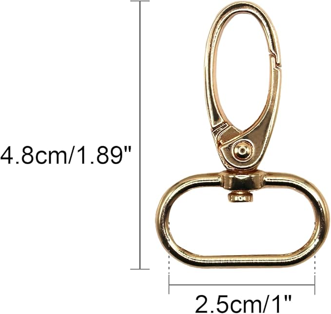 Swivel Lobster Claw Clasps 1 Inch 15pcs - Heavy Duty Metal Clasps with Secure Lock, Curved Snap Hooks for Bags, Jewelry Making, Keychains, Lanyards & DIY Craft Supplies (Gold, 1 inch)