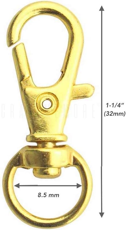 CRAFTMEMORE 50 pcs Swivel Clasps Lanyard Clips Snap Hook Metal Lobster Claw Clasp PLTN (Gold)
