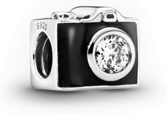 Vintage Black Camera Charm fits Pandora Charms Bracelets Photographer Journalist Sterling Silver Birthday Christmas