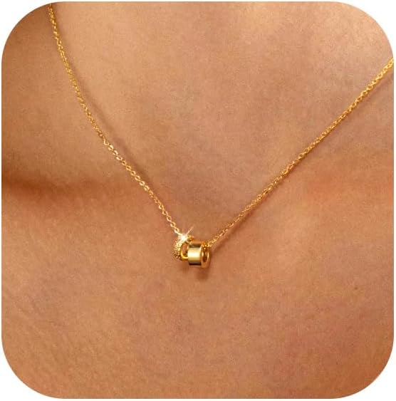 Luxval Diamond Pendant Gold Necklace for Women，Dainty 18k Gold Plated Choker Necklaces Simple Gold Jewelry Gifts for Women Girls