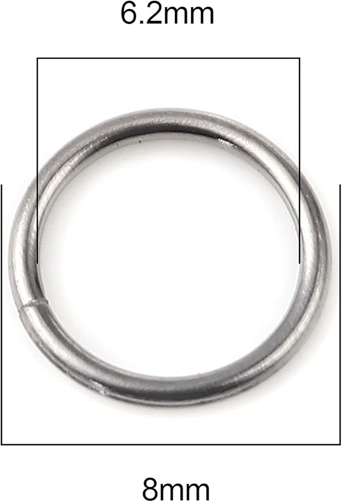 200 Pieces - 8mm Jump Rings Gunmetal Black - 18 Gauge (1mm Thickness)