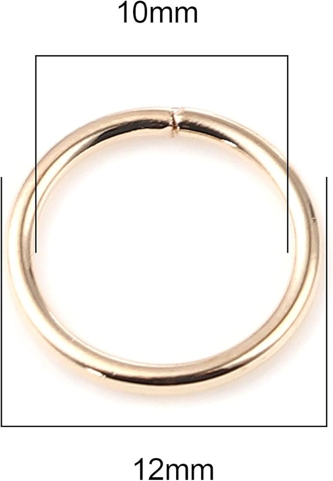 200 Pieces - 12mm Jump Rings KC Gold Tone Plated - 16 Gauge (1.2mm Thickness)