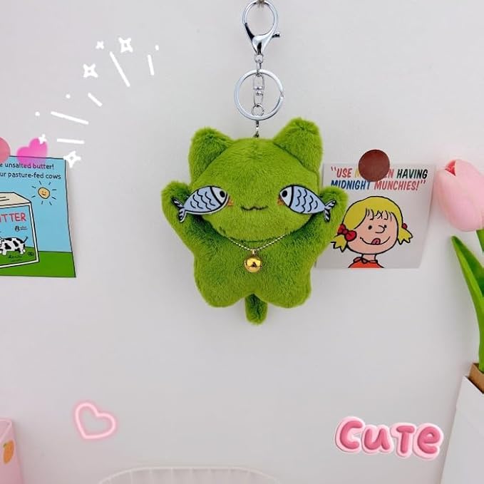 Super Funny Cute Happy Taiyaki Kitty Keychain Catching Fish Cat Lucky Happy Cat Good Luck Bag Charm Pendant