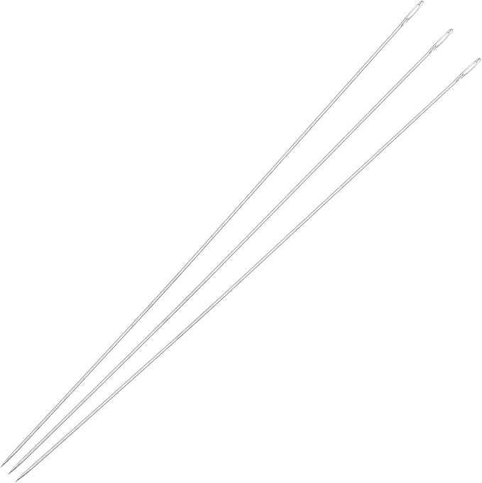 uxcell 25Pcs Beading Needles Fine Thin Long Straight Sewing Embroidery Threads Stainless Steel 4.72 Inch 0.02 Inch Wire Diameter