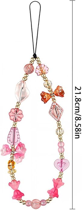 Resin Flower Phone Charm Wrist Strap Phone Chain Wristlet Beaded Camera Wrist Strap Cute Cellphone Charms Beaded Bag Charm Vintage Cellphone Keychain Aesthetic Purse Charms Decorations for Women
