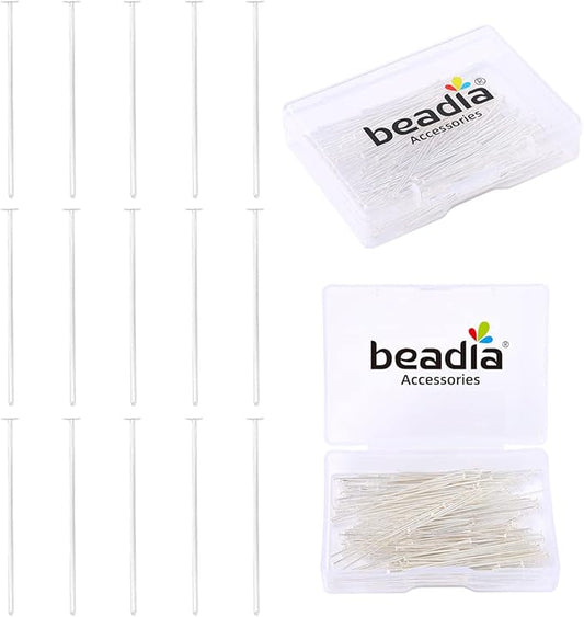 Silver Plated Flat Head Pins Non Tarnish 40mm 150pcs for Jewelry Making Findings
