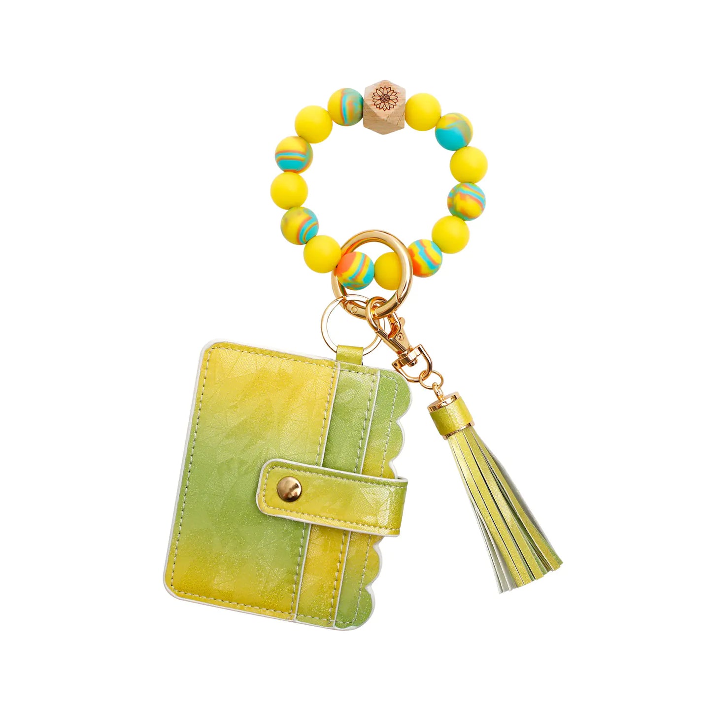 Handmade Luminous Silicone Beads Keychain with Card Holder