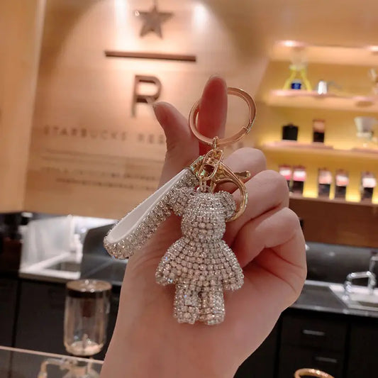 Creative Rhinestone Bear Keychain for Women