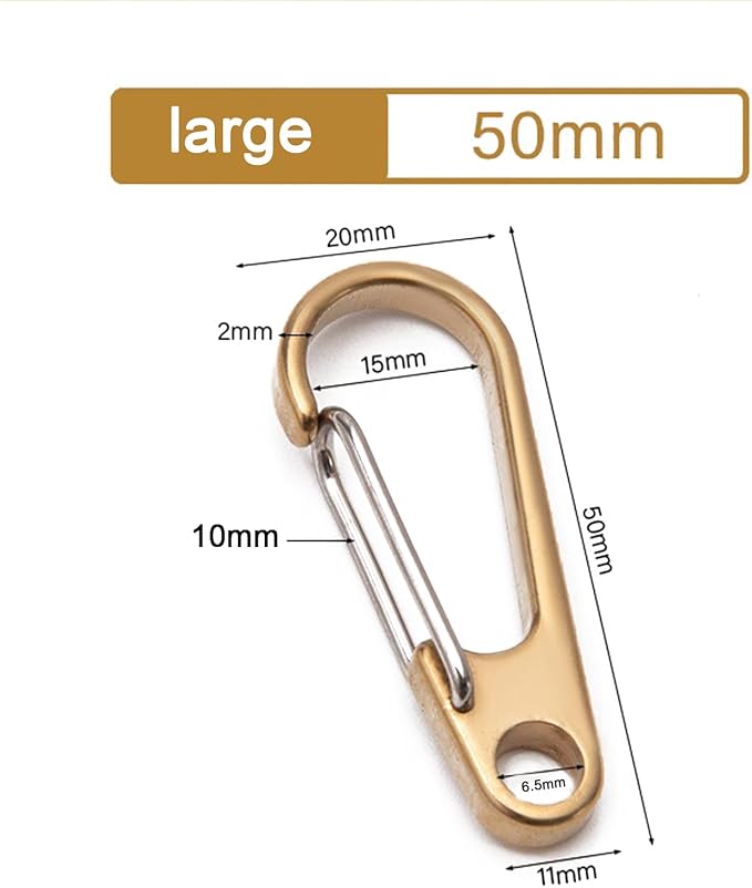 dophee 2Pcs Brass Keychain Carabiner Clip, Spring Snap Hook Clasp Keyring Pendant for Backpack Fishing Camping Hiking Dog Chain