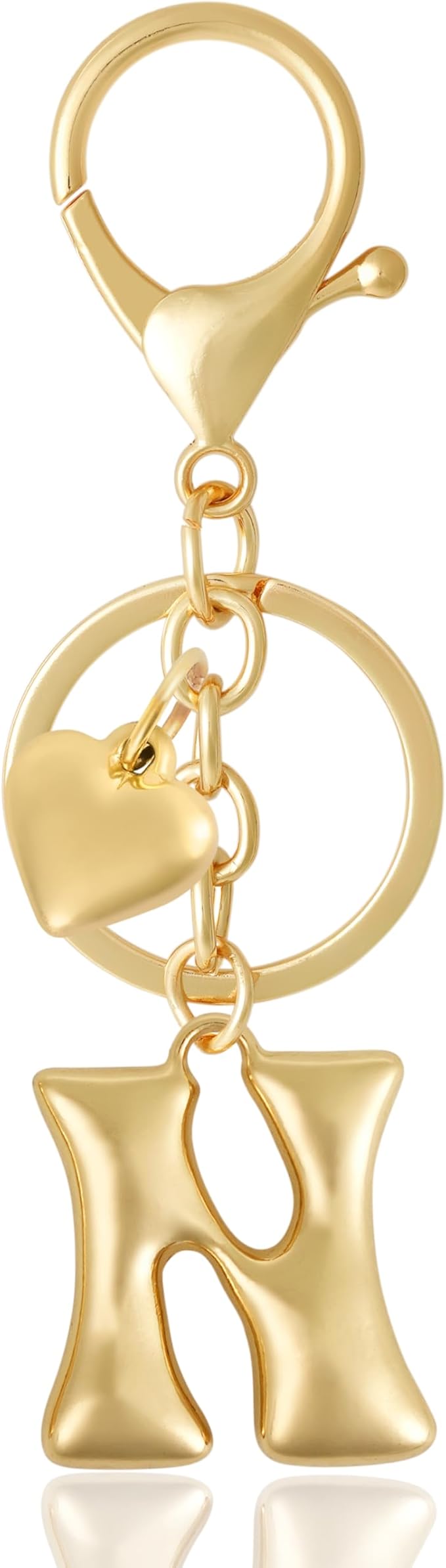 Heart Bubble Letter Keychain for Women, Girls - Cute Keychain with Initial - Alphabet Keychain for Bag Charm, Handbag