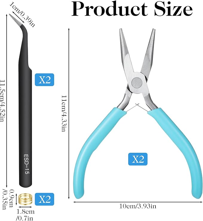 4Pcs Jewelry Pliers Set, Needle Nose, Chain Nose, Round, Bent Pliers, Wire Cutter for Jewelry Making, Repair, Wire Wrapping, DIY Crafts