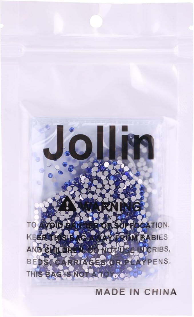 Jollin 2880pcs Flatback Rhinestones Glue Fix Crystal Glass Diamantes Gems for Crafting Nail Art Crafts Decorations Clothes Shoes 2.4 mm (ss8, Sapphire)