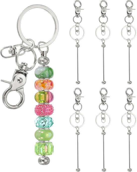 uxcell Beadable Keychain, Keychain Making Supplies, Blank Bead Metal Chain Bars for DIY Crafts Jewelry Making Gift