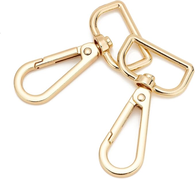 9 Pcs D Ring Swivel Lobster Claw Clasp Push Gate Snap Hooks Trigger Clips for DIY Crafts Keychain Purse Handbag Making,1 Inch Glod
