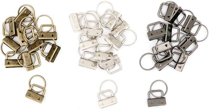 Qovydx 40PCS Key Fob Hardware Set, 39PCS 1 Inch Keychain Hardware with 1PCS Key Fob Pliers for Wristlet Keychain and Lanyard Making Supplies
