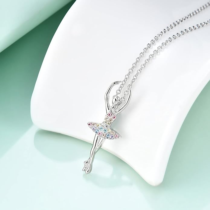 luomart Girls Necklace Ballerina Dance Recital Gifts for Women,Ballet Dancer Pendant Jewelry for Sister Mom Friends