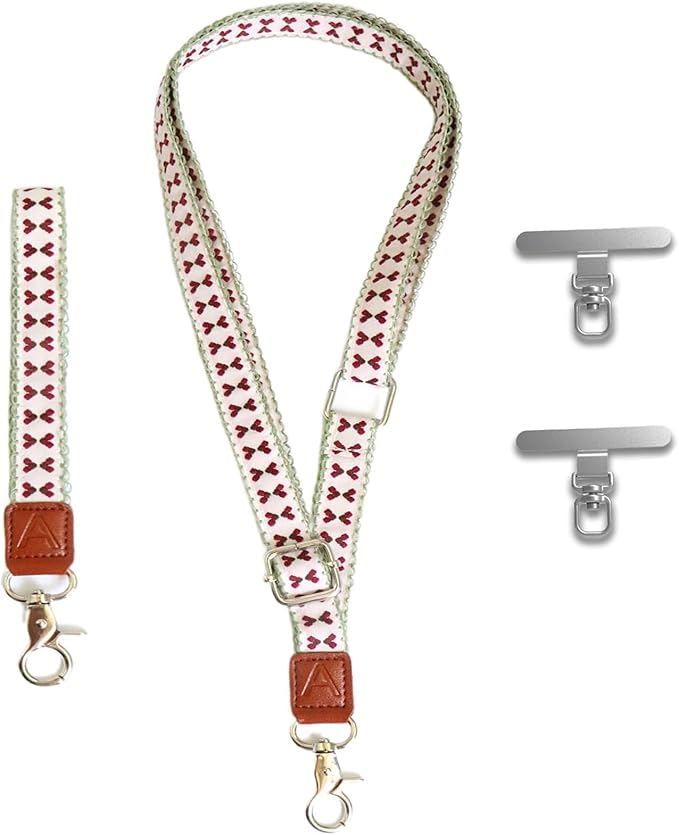 LEMEDE Wrist Keychain and Adjustable Phone Lanyard, Silver Hook Phone Crossbody Strap with 360° Rotating Phone Pads