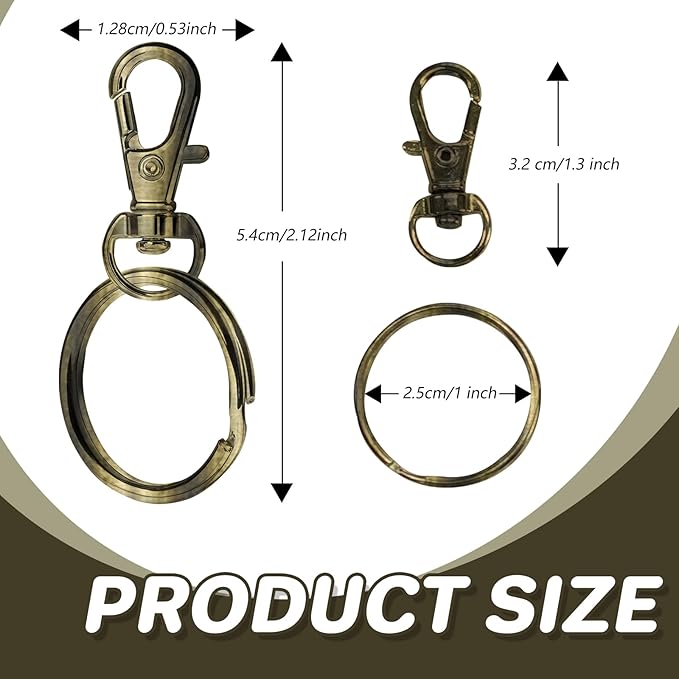 Keychain, 68PCS Swivel Snap Hooks with Key Rings, Metal Lobster Claw Clasp,34PCS Keychains Clips Hooks and 34PCS Key Chain Rings,Keychain Rings for DIY Crafts,Jewelry Making (Bronze)