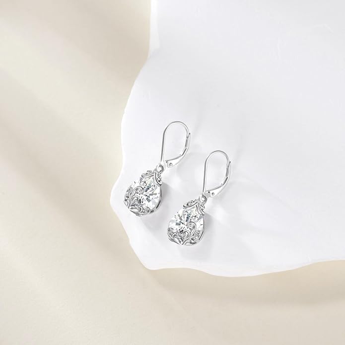 POPLYKE Celtic Filigree Teardrop Drop Dangle Earrings Sterling Silver Leverback Earrings Jewelry for Women
