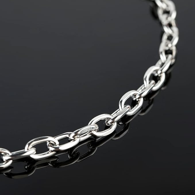 UMAOKANG 304 Stainless Steel Rolo Cable Chains Findings for Jewelry Making Men Women Necklace Bracelet DIY Supplies Silver Chain On Spool with Jump Rings Lobster Clasps