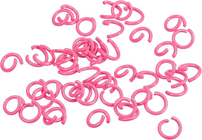 uxcell Open Jump Rings, 8mm Colorful O-Ring Connectors for DIY Crafts Jewelry Making, Carbon Steel, Pink, 200Pcs