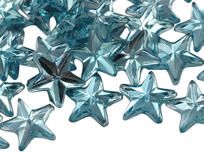 Allstarco Star Rhinestones Embelishments 15mm Flat Back Acrylic Plastic Gems for Jewelry, Crafts, Costumes, Invitations, Cosplay - 35 Pieces (Blue Aqua Lite .QR120)