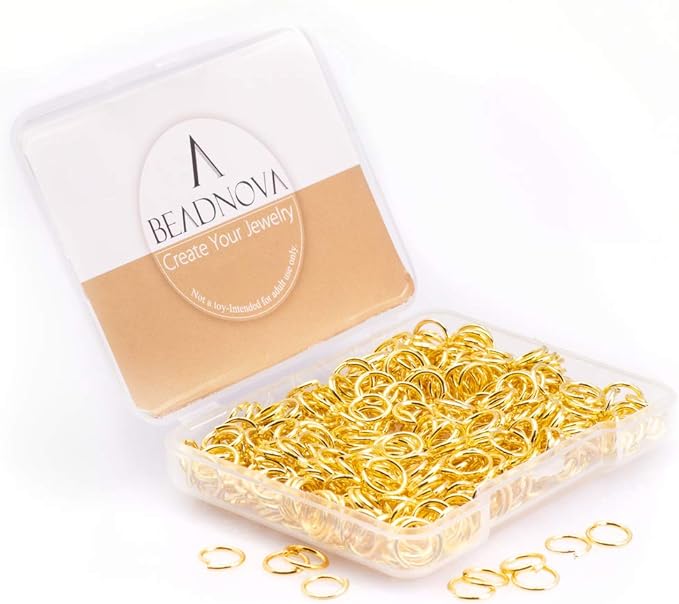 BEADNOVA 7mm Open Jump Rings for Jewelry Making Gold Jewelry Jump Rings for Keychains and Earrings (300Pcs)