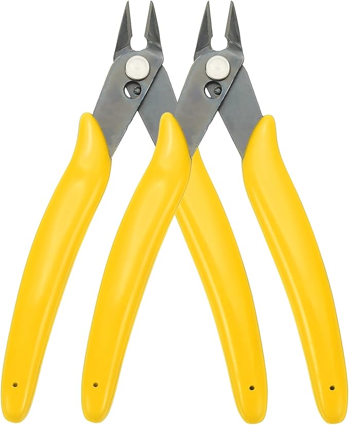 HARFINGTON 2pcs 5" Flush Cut Pliers Small Precision Wire Cutter Side Cutter Diagonal Cutting Pliers for Jewelry Model Electronic 3D Print, Yellow