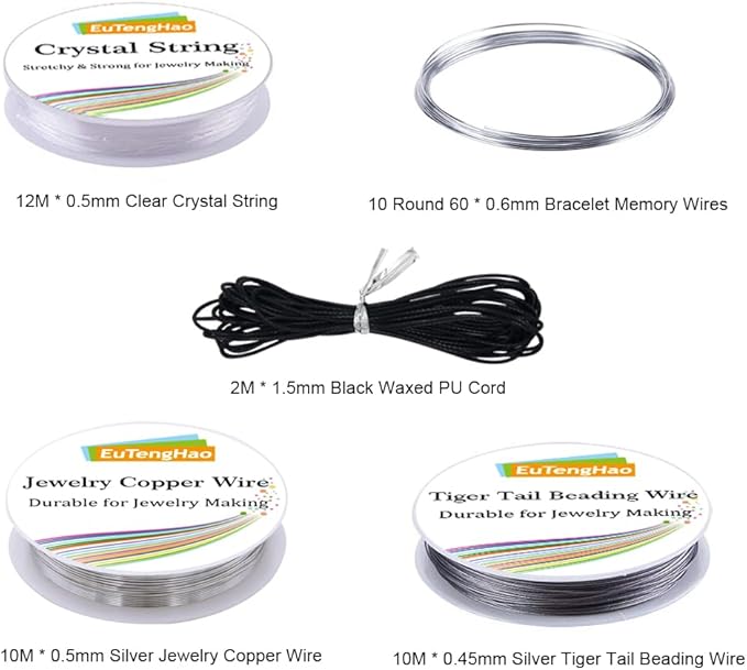EuTengHao Jewelry Making Kit with Pliers, Wires, Jump Rings, Clasps, Cord and More for Jewelry DIY Crafts - Silver