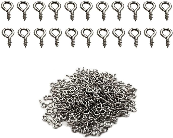 Small Screw Eye Pins (304) Stainless Steel 4mm x 8mm Eyelet Hook for Jewelry Tiny Hook Mini Screws Hooks Ring 300 Pcs