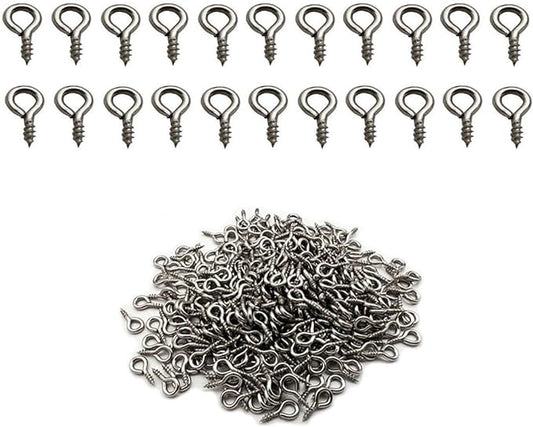 Small Screw Eye Pins (304) Stainless Steel 4mm x 8mm Eyelet Hook for Jewelry Tiny Hook Mini Screws Hooks Ring 300 Pcs