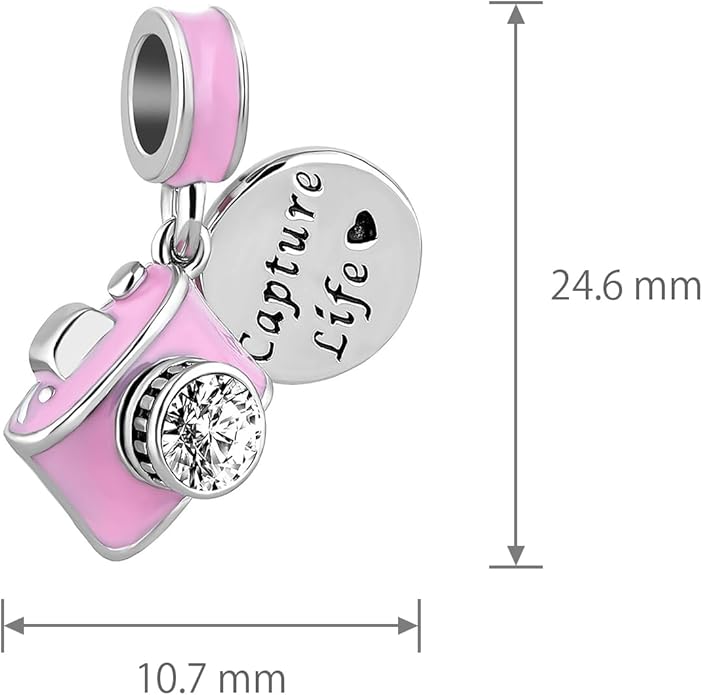 Travel Charms fits Pandora Bracelets for Women Luggage Camera Silver Charm for Bracelets Necklace Pendant for Women Birthday Jewelry