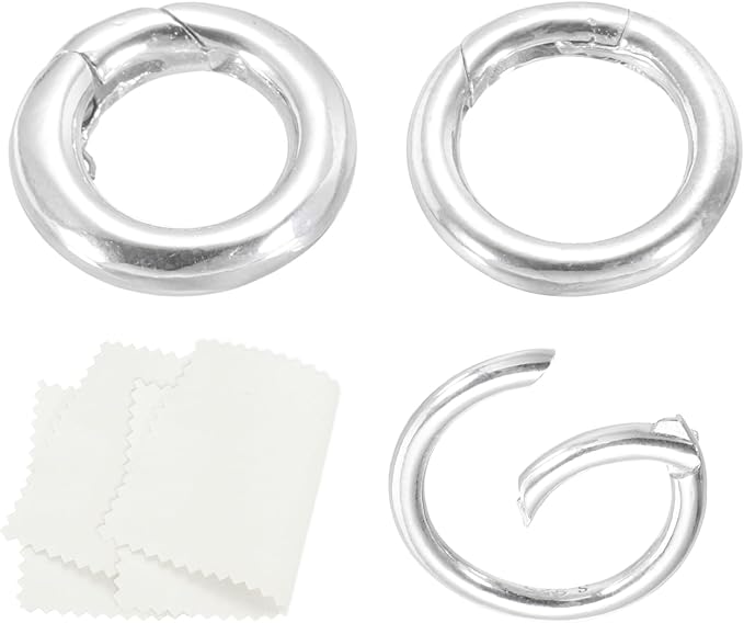 PATIKIL 9.8/13.6/19.3mm 925 Sterling Silver Spring Gate Rings, 3Pcs Round Spring Clasps Necklace Enhancer Shortener Closures Connector for Jewelry Making Necklaces DIY, Silver Tone