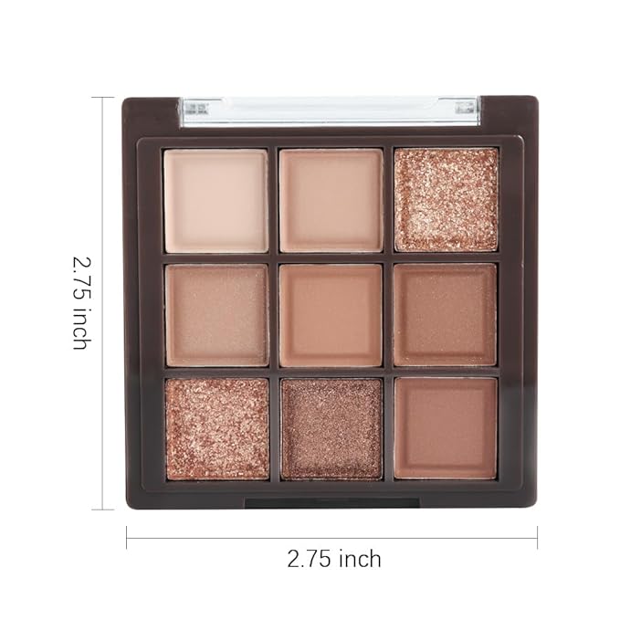 AMY'S DIARY Rose Gold Dark Brown Colorful neutral Eyeshadow Palette Makeup,9Color Matte Shimmer Natural Smokey Eye Eyeshadow palettes Highly Pigmented Neutral Long Lasting Waterproof
