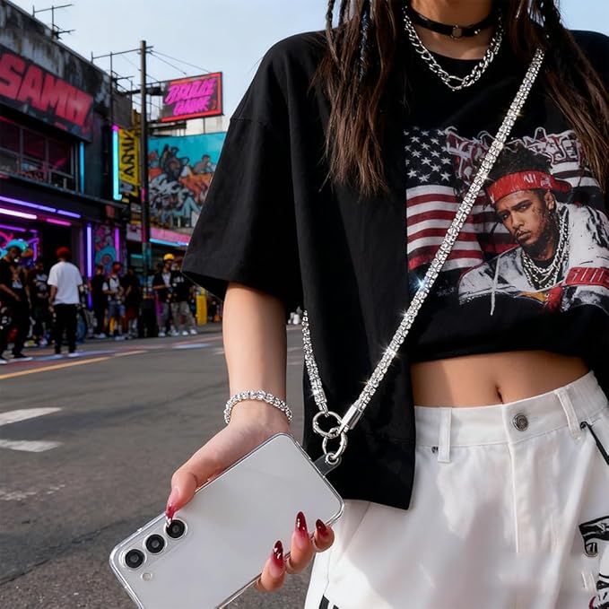 Phone Lanyard Crossbody with Hanging Loops, Clip and Go Strap for Phone with Zipper Wallet, Adjustable Elastic Phone Strap