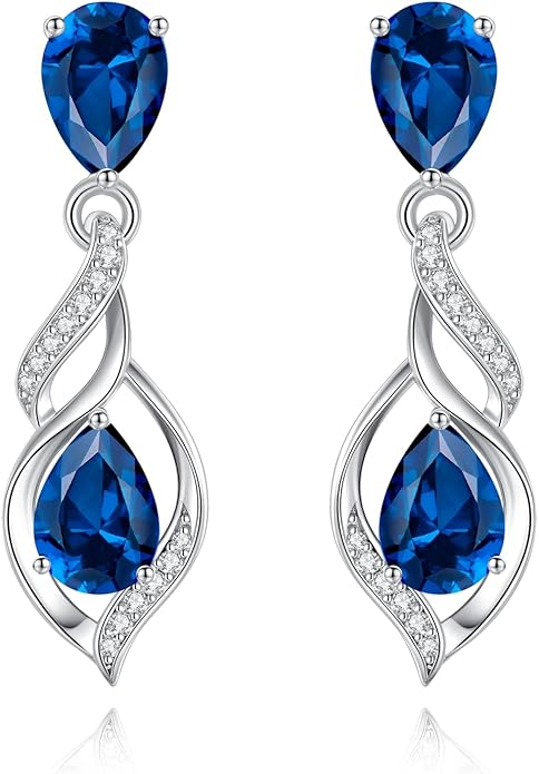 FANCIME Gift for Women Birthstone Earrings for Her Teardrop Birthstone Earrings S925 Sterling Silver infinity Love Birthday Gifts for Mom Women