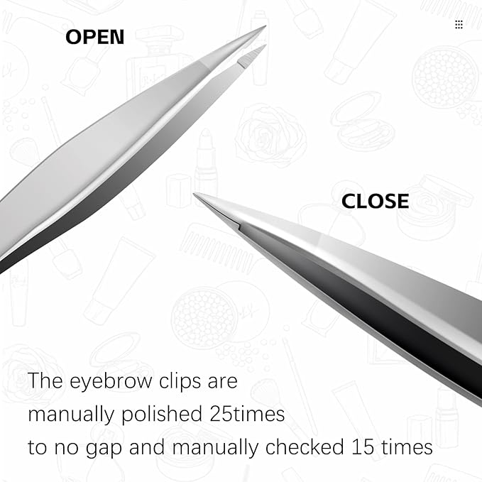 Velodios Pointed Tweezers for Women Facial Hair, High Precision Eyebrow Tweezers for Eyebrows, Ingrown Hair, Splinters, No Gaps and Perfectly Aligned